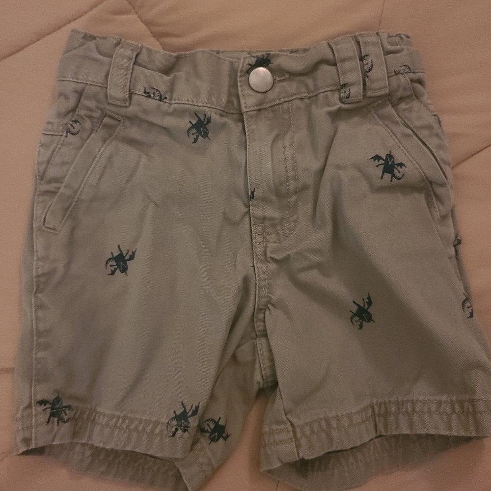 Khaki dragon print shorts 2T